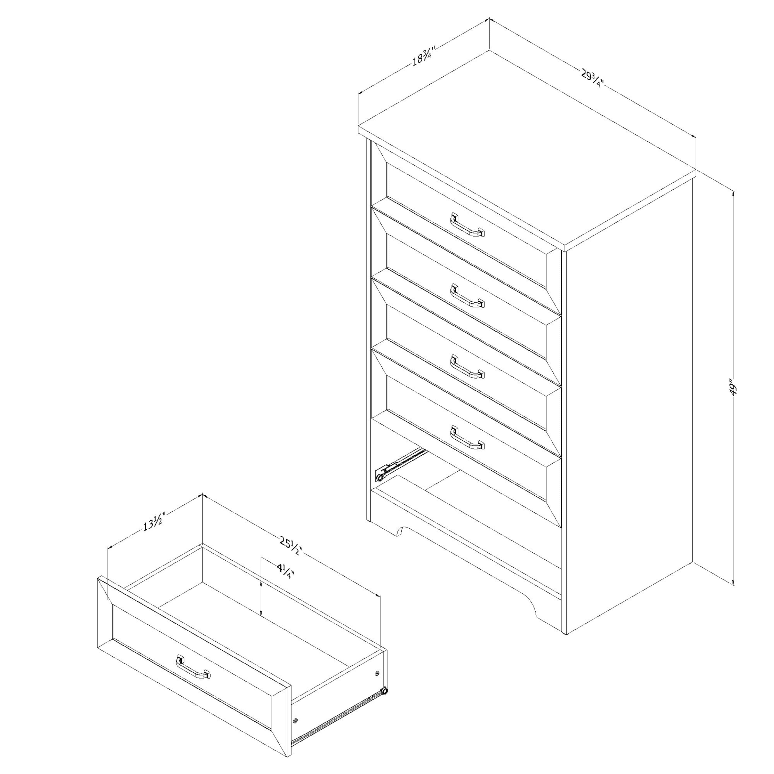 South Shore Prairie, Farmhouse 5-Drawer Chest, Gray Maple