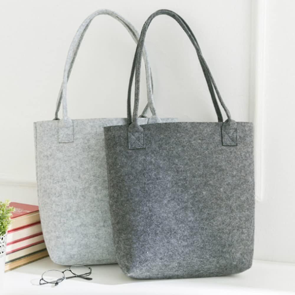 Felt Bags Shopper 2pcs Shopping Bag Made Of Felt Tote Bag With 2 Handles (dark Grey)