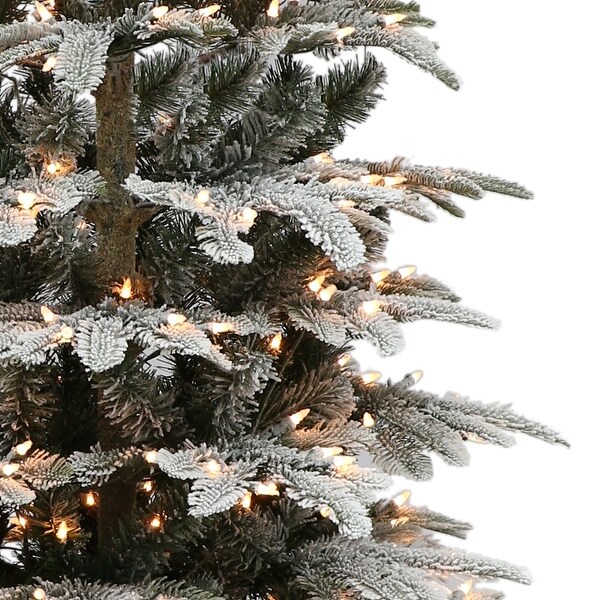 Puleo International PreLit 6.5' Flocked Aspen Fir Artificial Christmas Tree