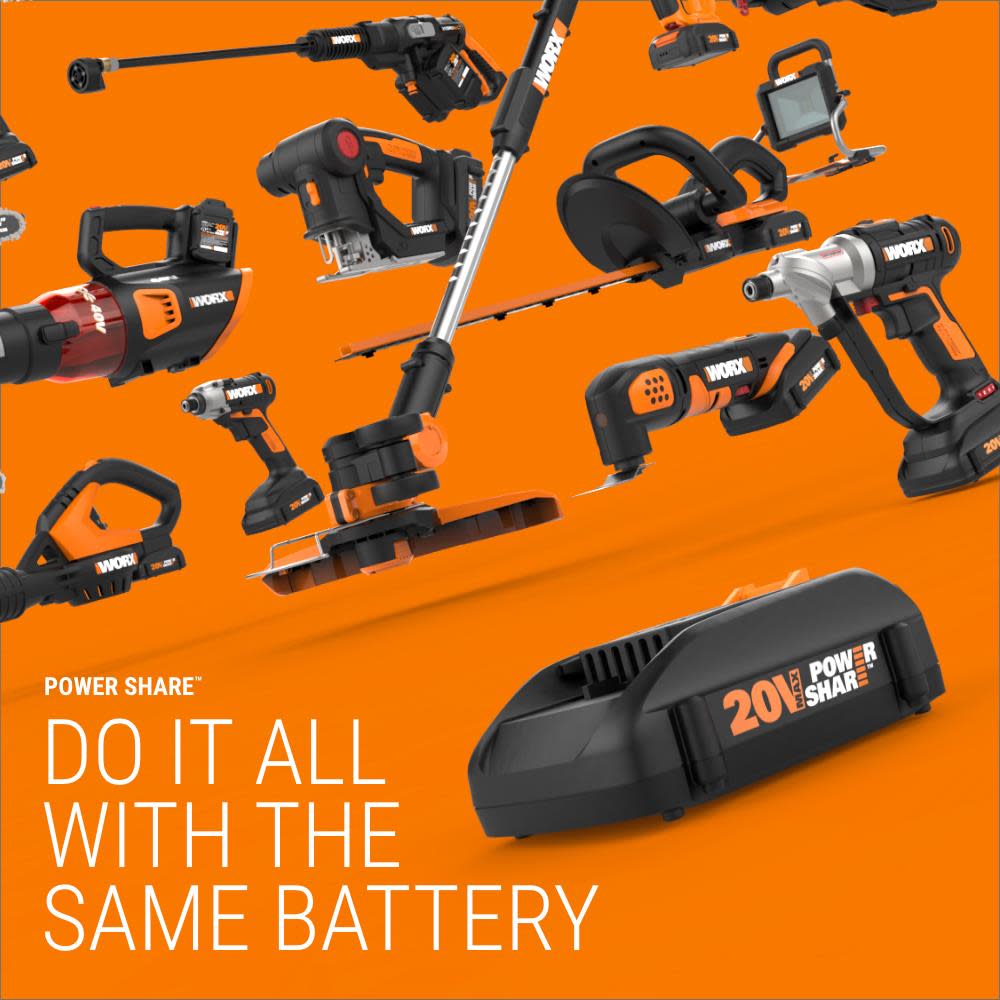 POWER SHARE 20-Volt Li-Ion 10 in. Electric Cordless Chain Saw， Auto-Tension， Auto-Oiling Battery and Charger Included ;