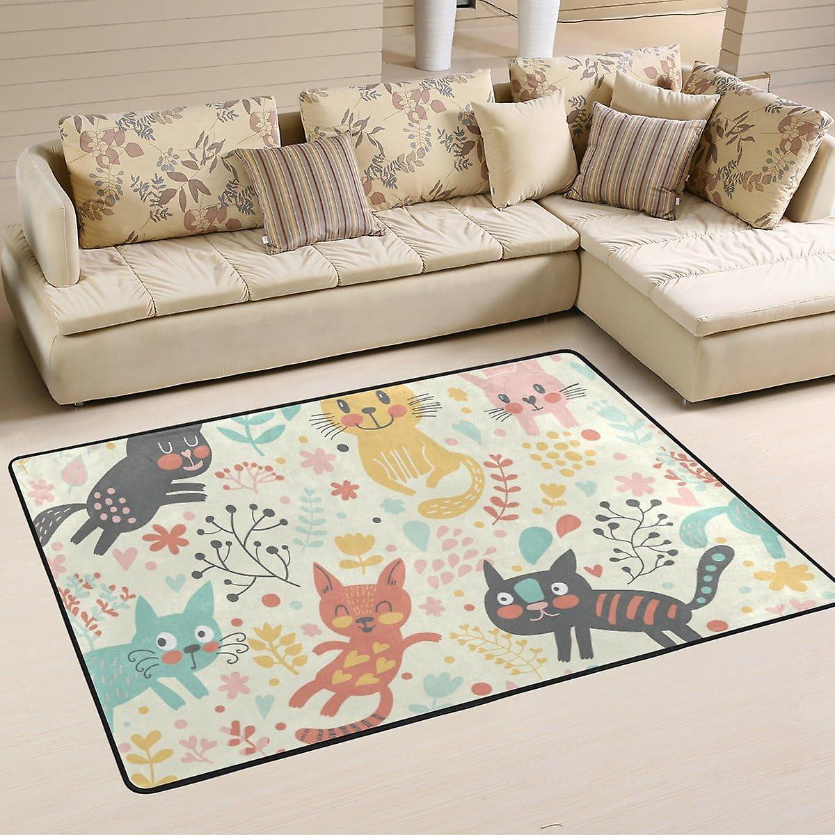 Colourlife Funny Cats In Hearts And Flowers Lightweight Carpet Mats Area Soft Rugs Floor Mat Doormat Decoration For Rooms Entrance 36 X 24 Inches