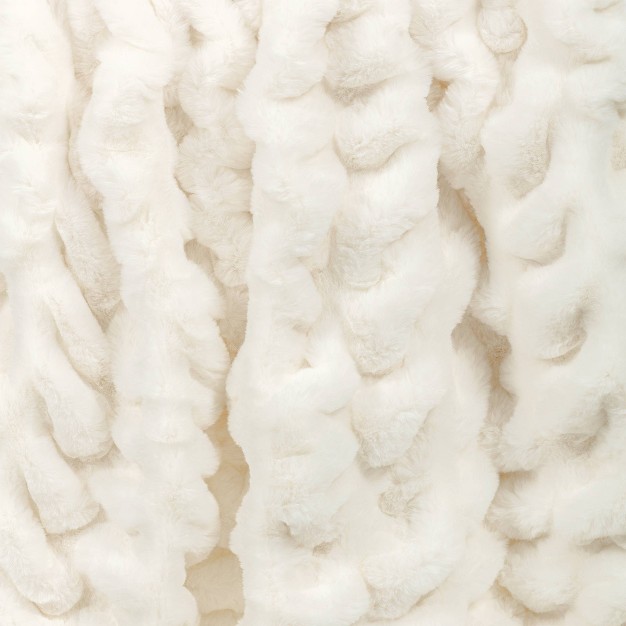 Ruched Faux Rabbit Fur Throw Blanket