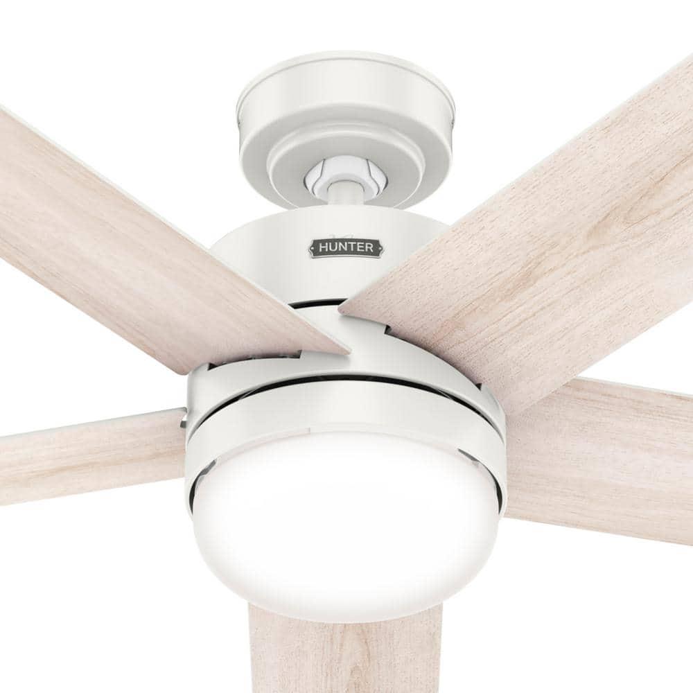 Hunter Interface 52 in Indoor Fresh White Smart Ceiling Fan with Light and Remote Control