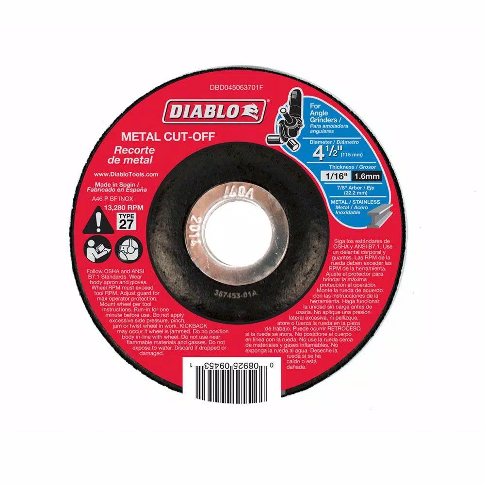 DIABLO 4-1/2 in. x 1/16 in. x 7/8 in. Metal Cut-Off Disc with Type 27 Depressed Center and#8211; XDC Depot