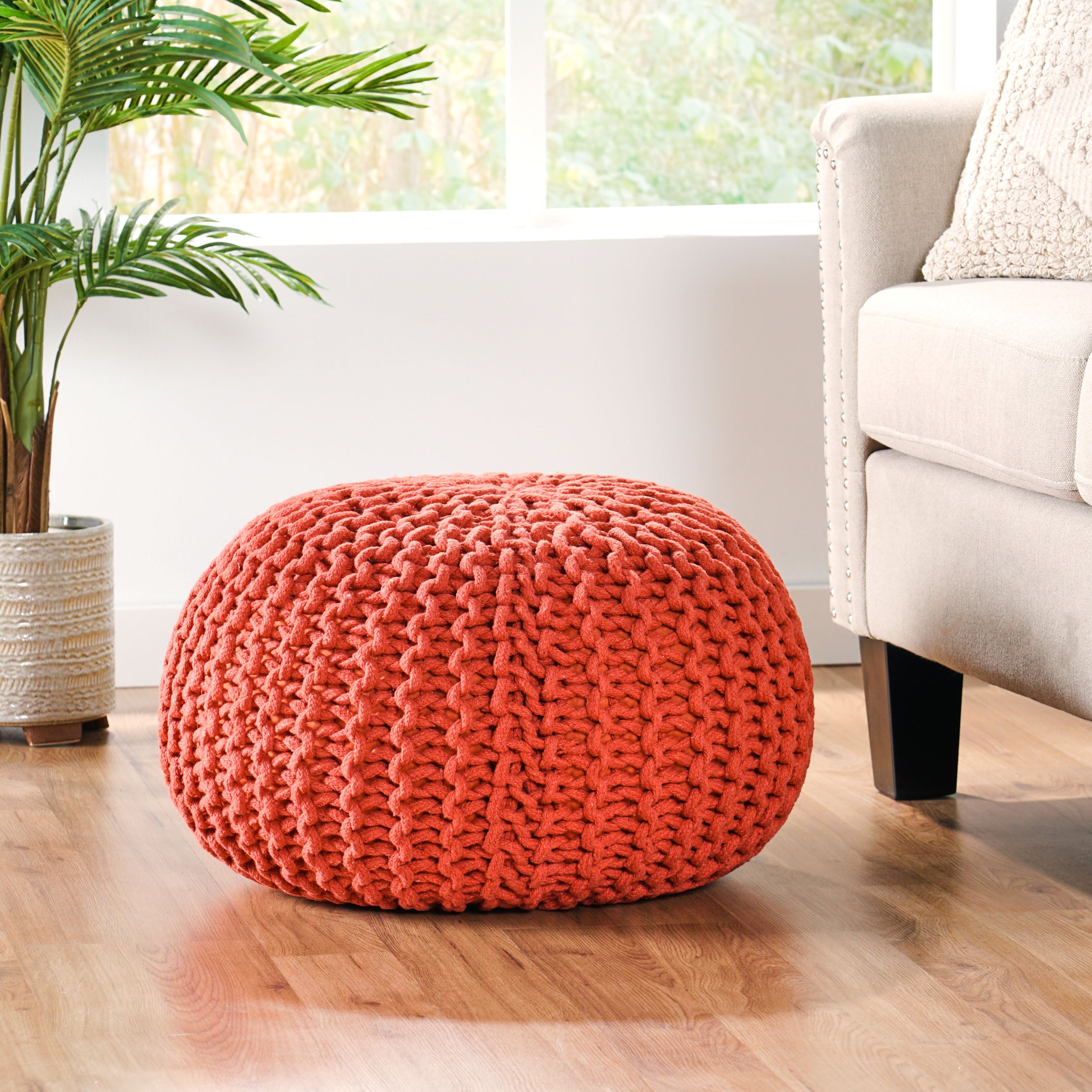 Poona Hand Knitted Artisan Pouf