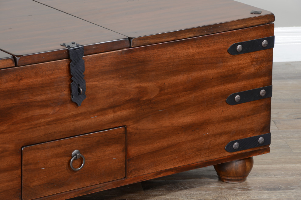 48 quotRectangular Rustic Wood Trunk Coffee Table Storage   Traditional   Coffee Tables   by Sideboards and Things  Houzz