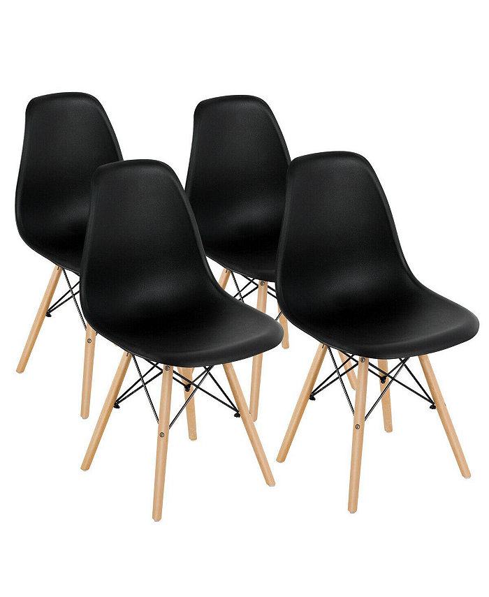 SUGIFT 4 Pieces Modern Armless Dining Chair Set with Wood Legs