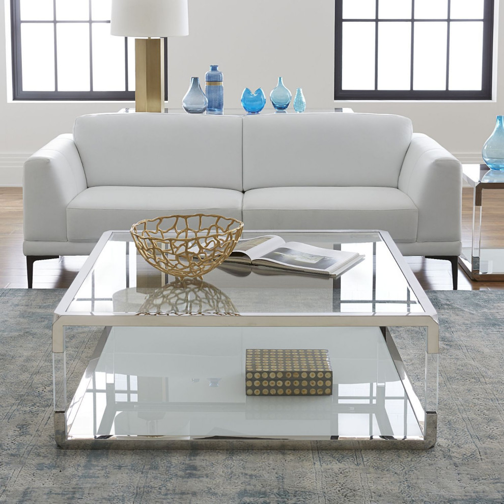 Modus Jasper 3PC Square Coffee  End  ampConsole Table in White   Contemporary   Coffee Table Sets   by AMOC  Houzz