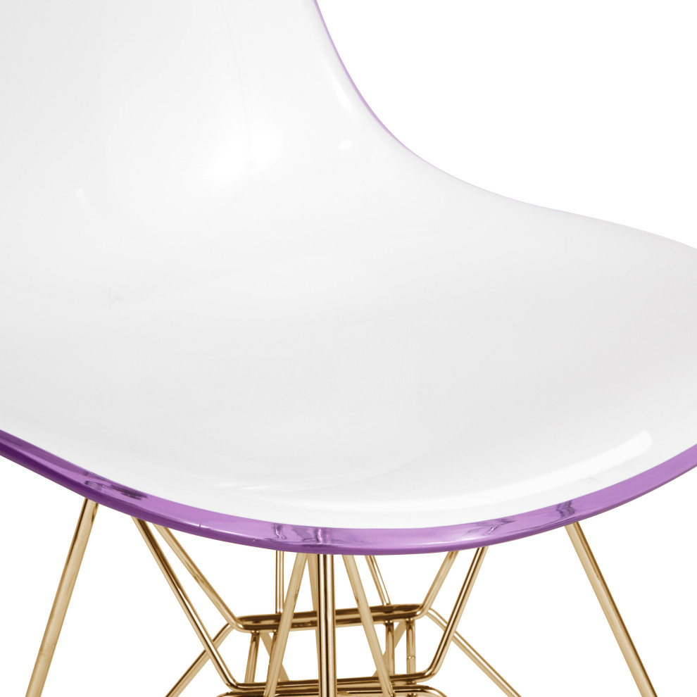 Molded 2 Tone Eiffel Side Chair  Gold Base  Set of 4  White Purple  CR19WPRG4   Midcentury   Dining Chairs   by GwG Outlet  Houzz