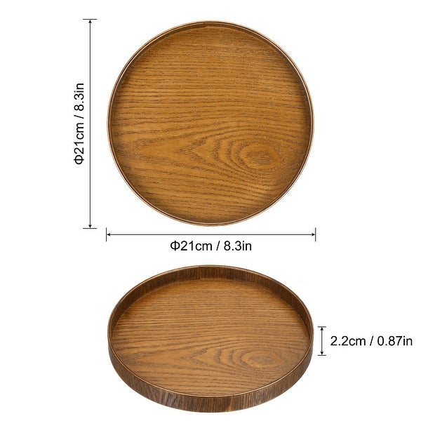 Wood Serving Tray Round Decorative Platter Home Kitchen Table， Brown