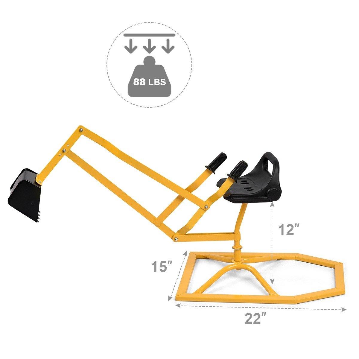 Costzon Kids Ride On Sand Digger, 360 Rotatable Excavator Toy Crane with Base for Sand