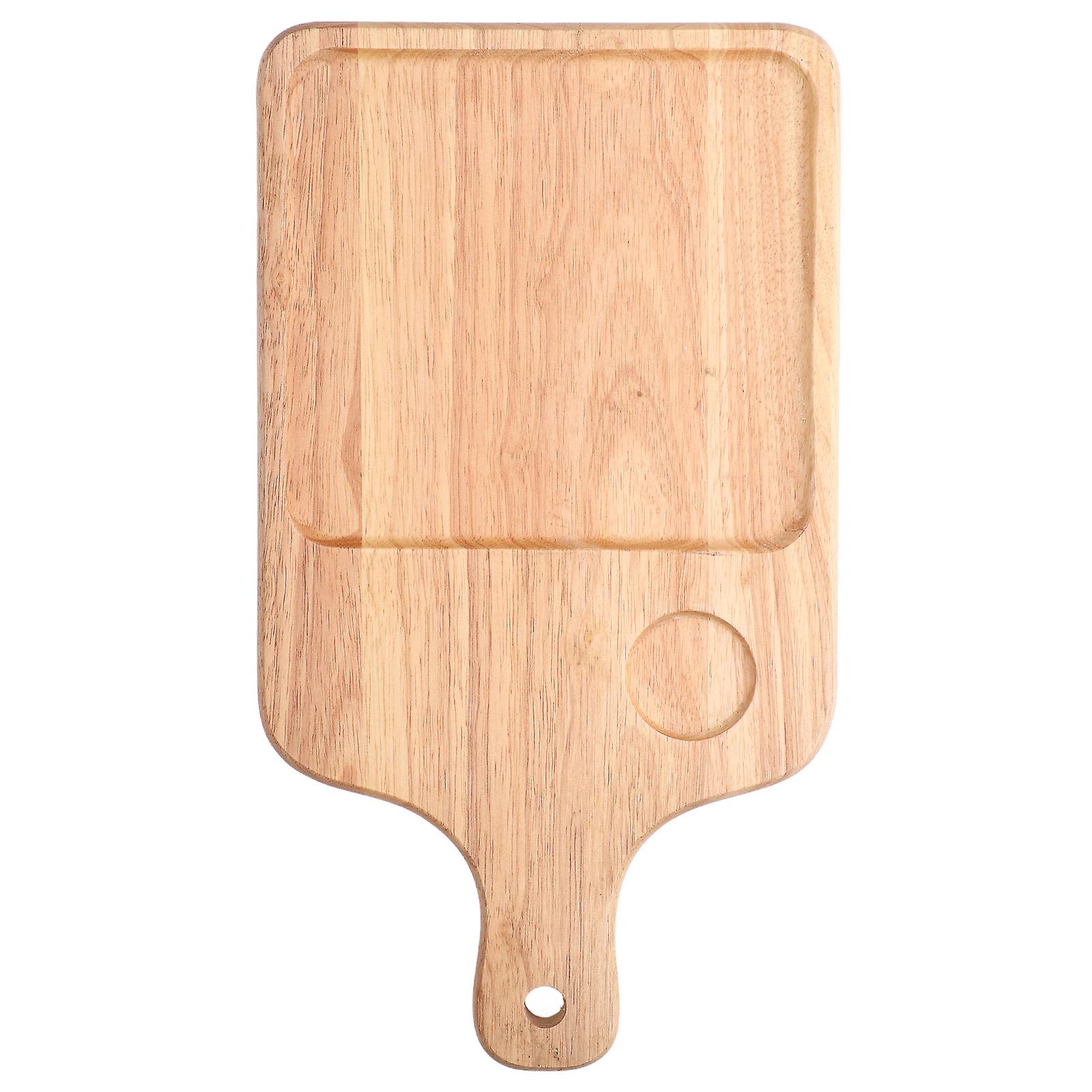 Irregular Rubber Wood Bread Board With Handle Wooden Kitchen Cutting Chopping Boards