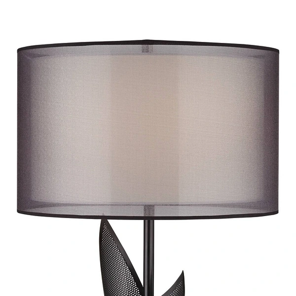 Modern Table Lamp Black Metal Marble Double Drum Shades - 18