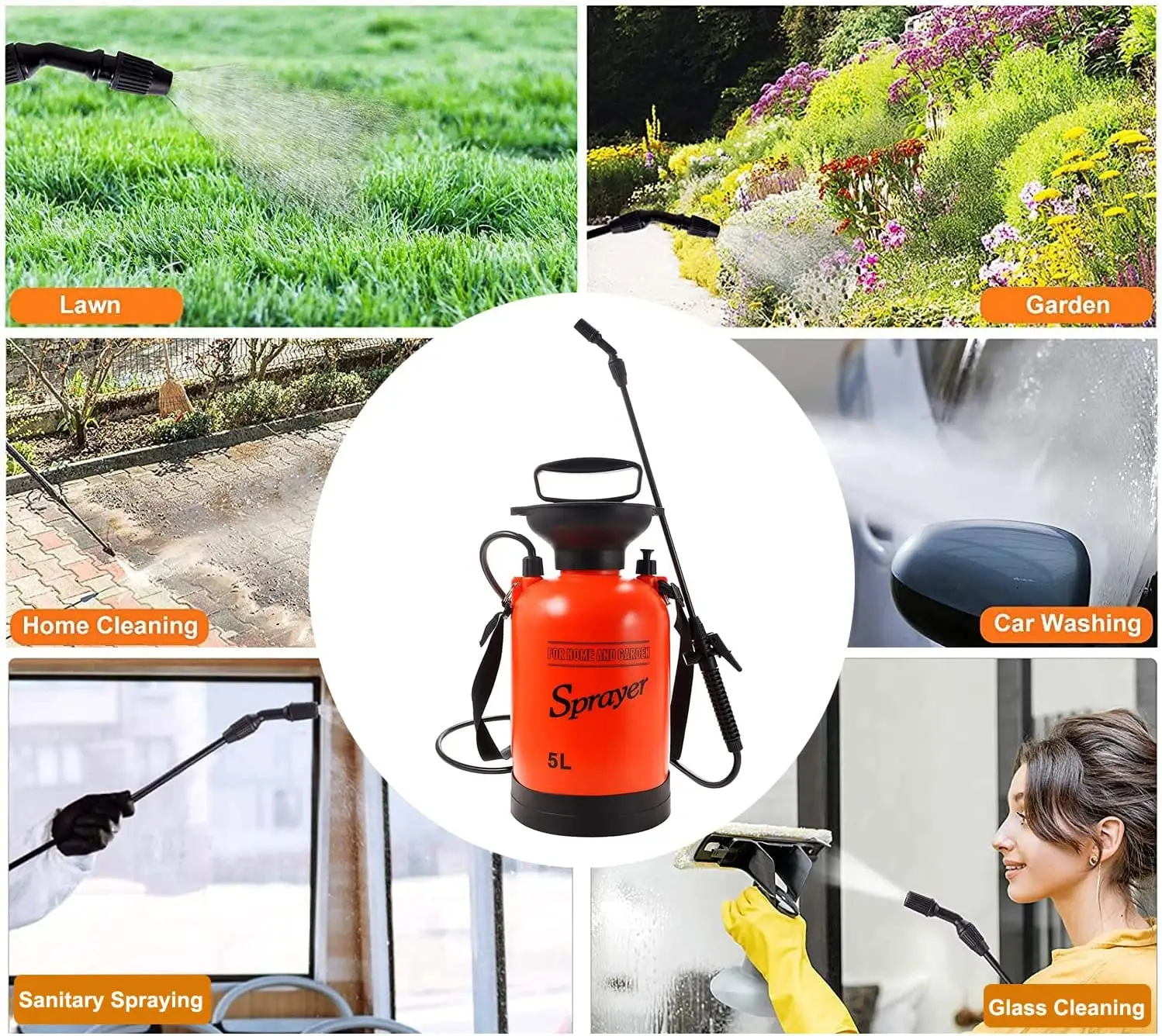 Pump Sprayer in Lawn and Garden 1.3 Gallon Portable Pressure Sprayer 5 Liter for Fertilizer Watering Plants and Cleaning