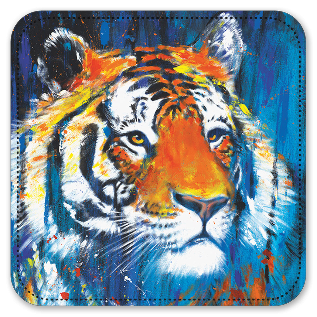 Vinyl Drink Coasters - Set of 4 - Tiger