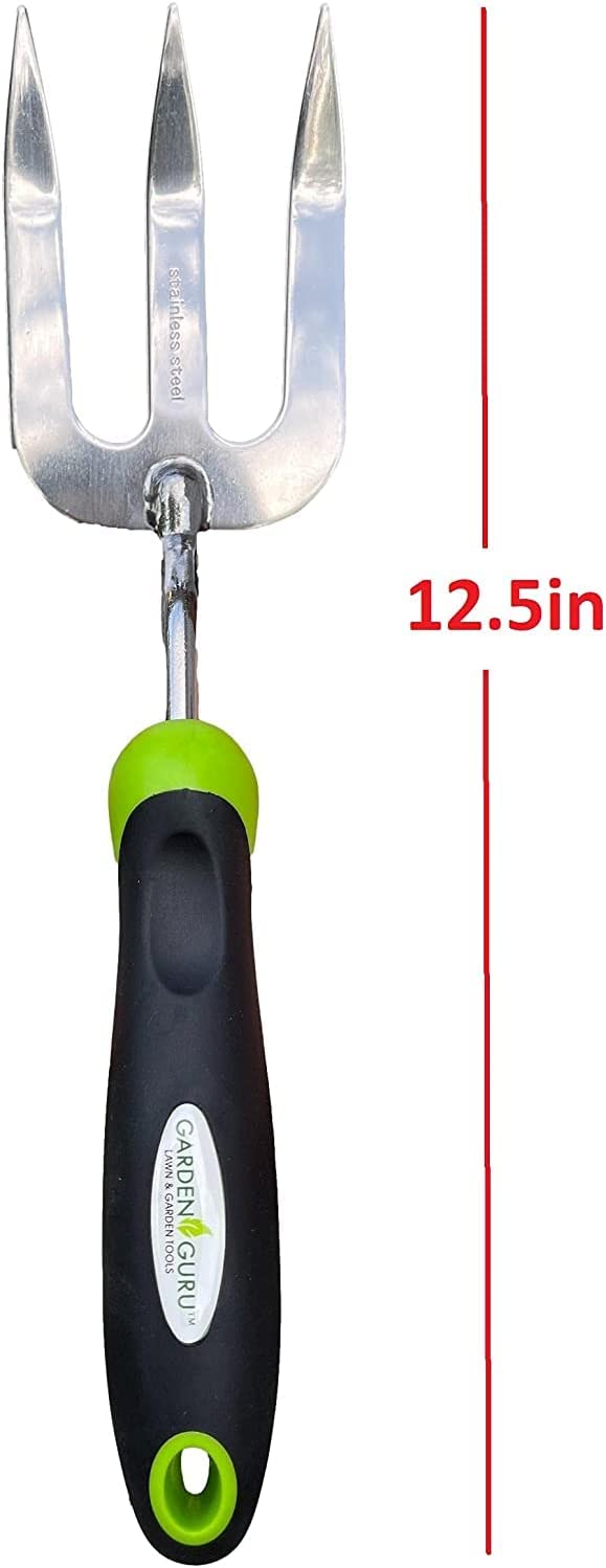 Garden Guru Stainless Steel Hand Weeder Fork Tool with Ergonomic Handle, Great for Planting, Weeding, and More (4 Pack)