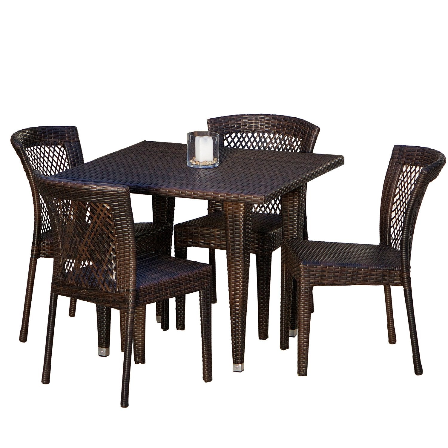 Dana Point 5-pieces Outdoor Patio Brown Wicker Dining Set