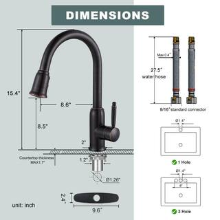 ARCORA Single Handle Pull Out Sprayer Kitchen Faucet Included Deckplate in Oil Rubbed Bronze AR7100101RB