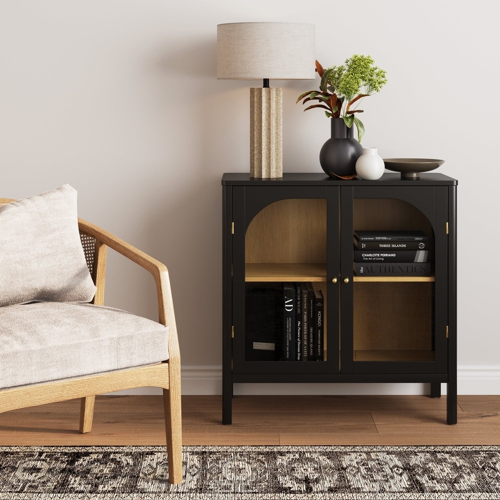 Nathan James Mason Sideboard Buffet with Glass Doors and Adjustable Shelves