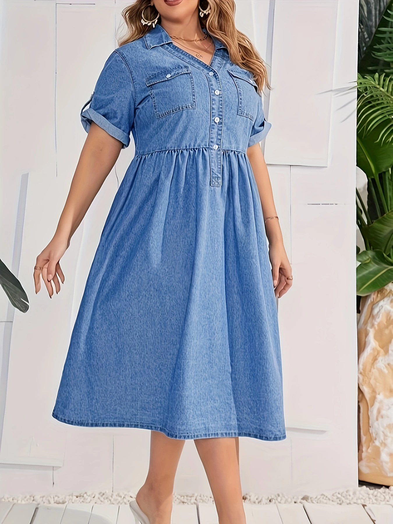 Plus Size Fashion Elegant Dress, Casual & Stylish Denim Dress For Every Day, Womens Clothing