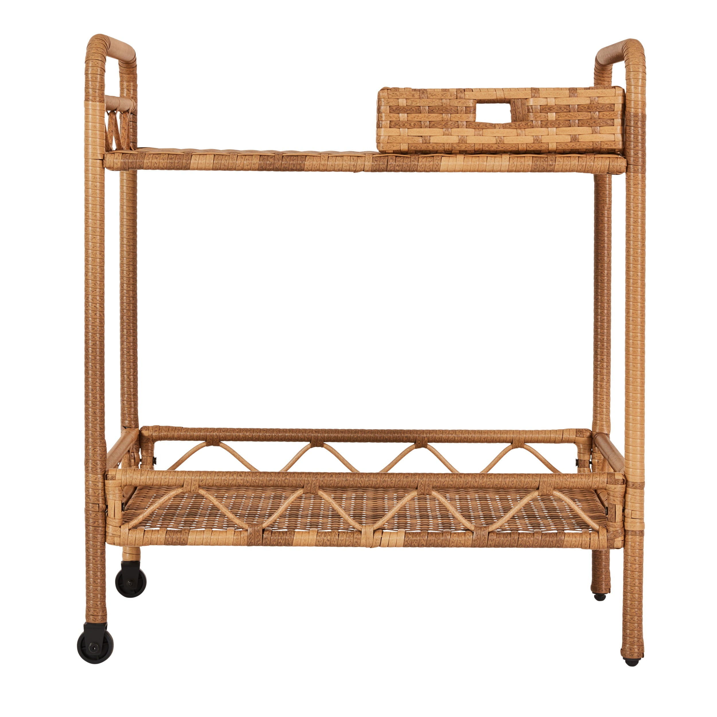 Better Homes and Gardens Willow Sage Steel Wicker Bar Cart， Brown