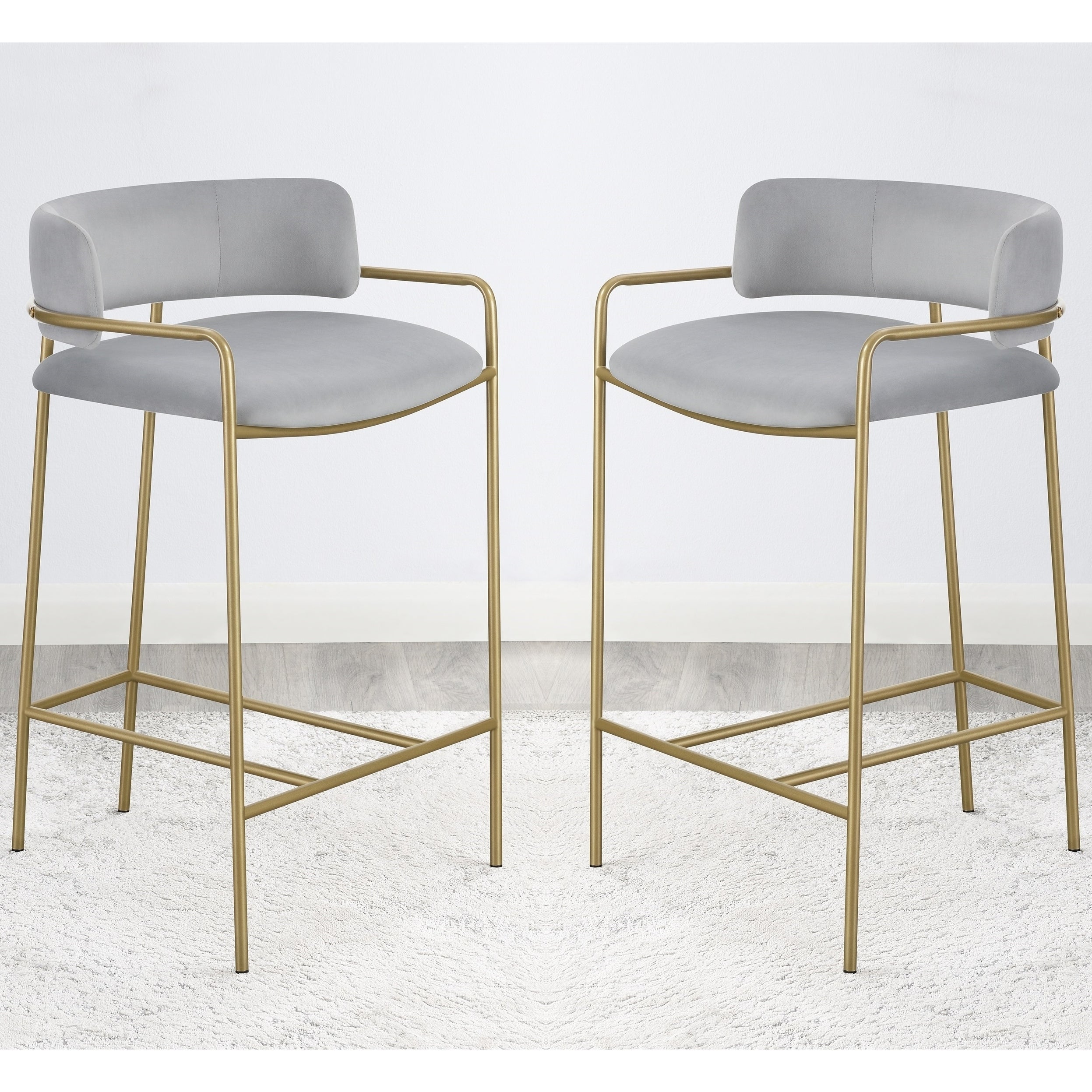 Modern Design Gold and Velvet Counter Height Stool