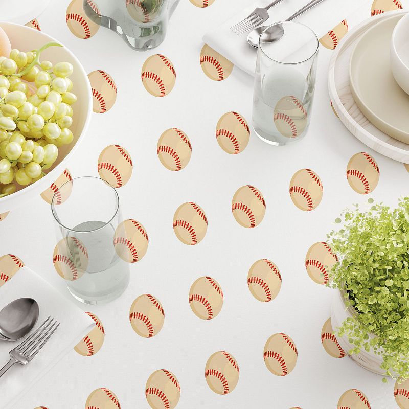 Square Tablecloth， 100% Polyester， 70x70， Baseballs