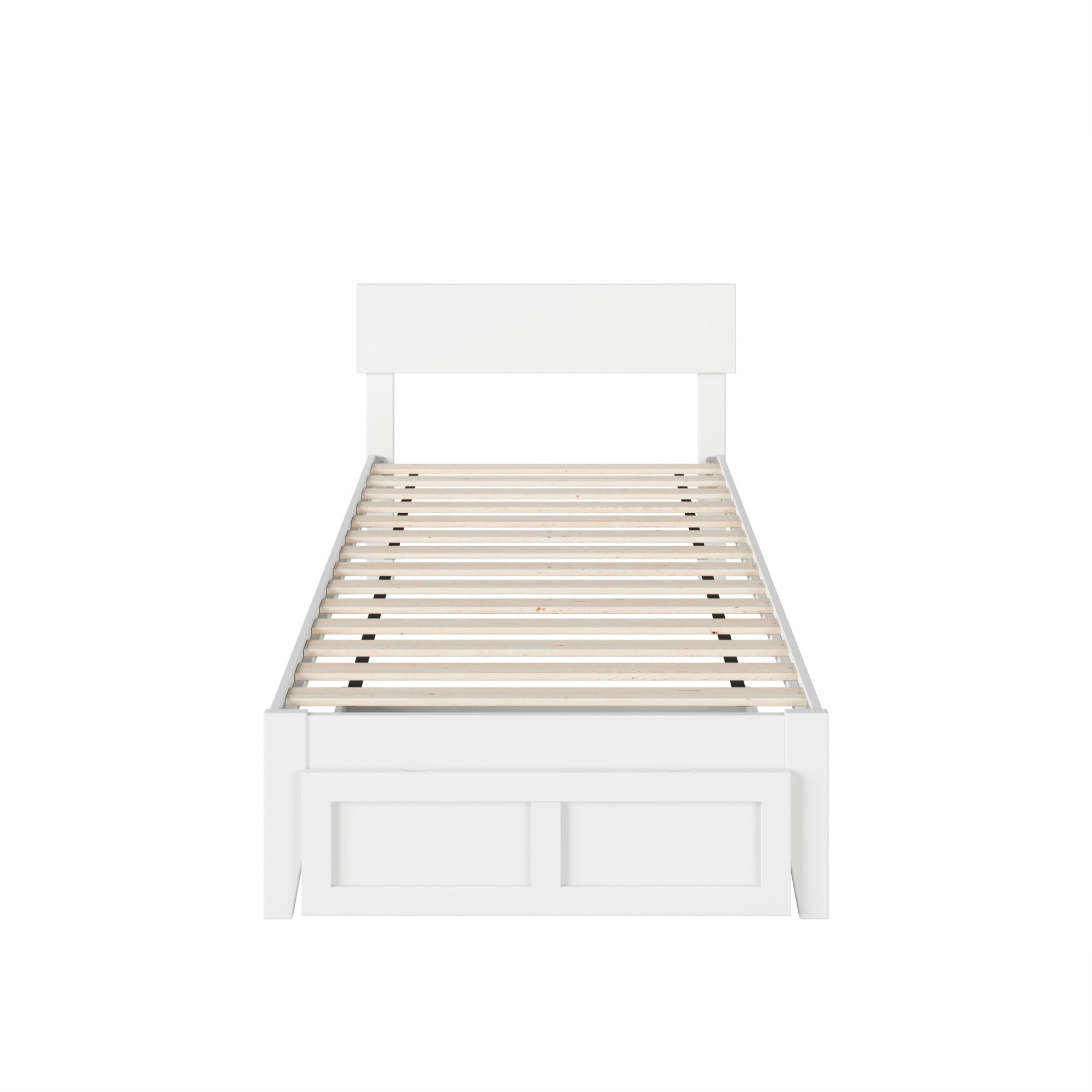 Boston Twin Extra Long Bed with Foot Drawer in White