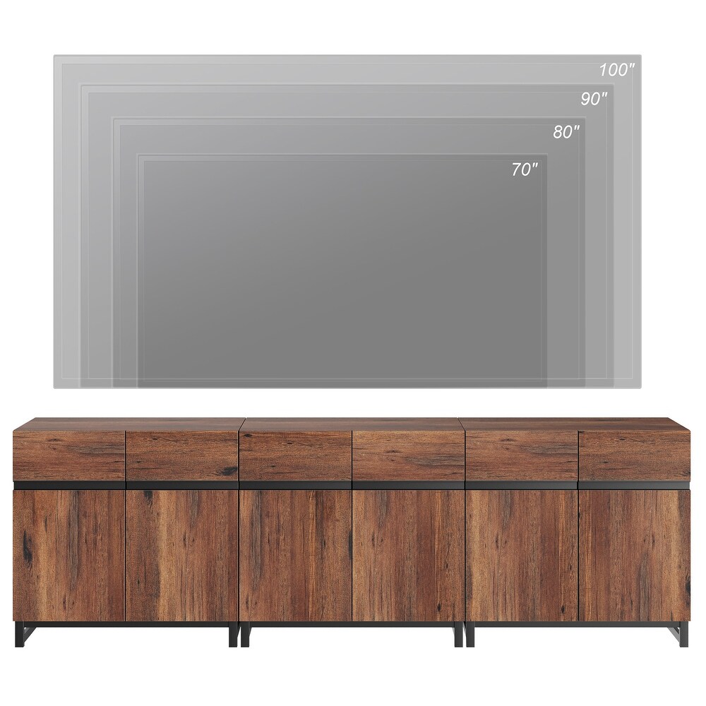 WAMPAT Modern TV Stand with Storage Cabinets for Living Room Bedroom Brown