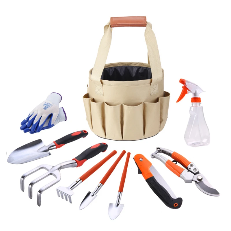 Portable 10 Piece Heavy Duty Aluminum oy Garden Tools and Watering Set Gardening Tools Kit With Water Bucket Bag