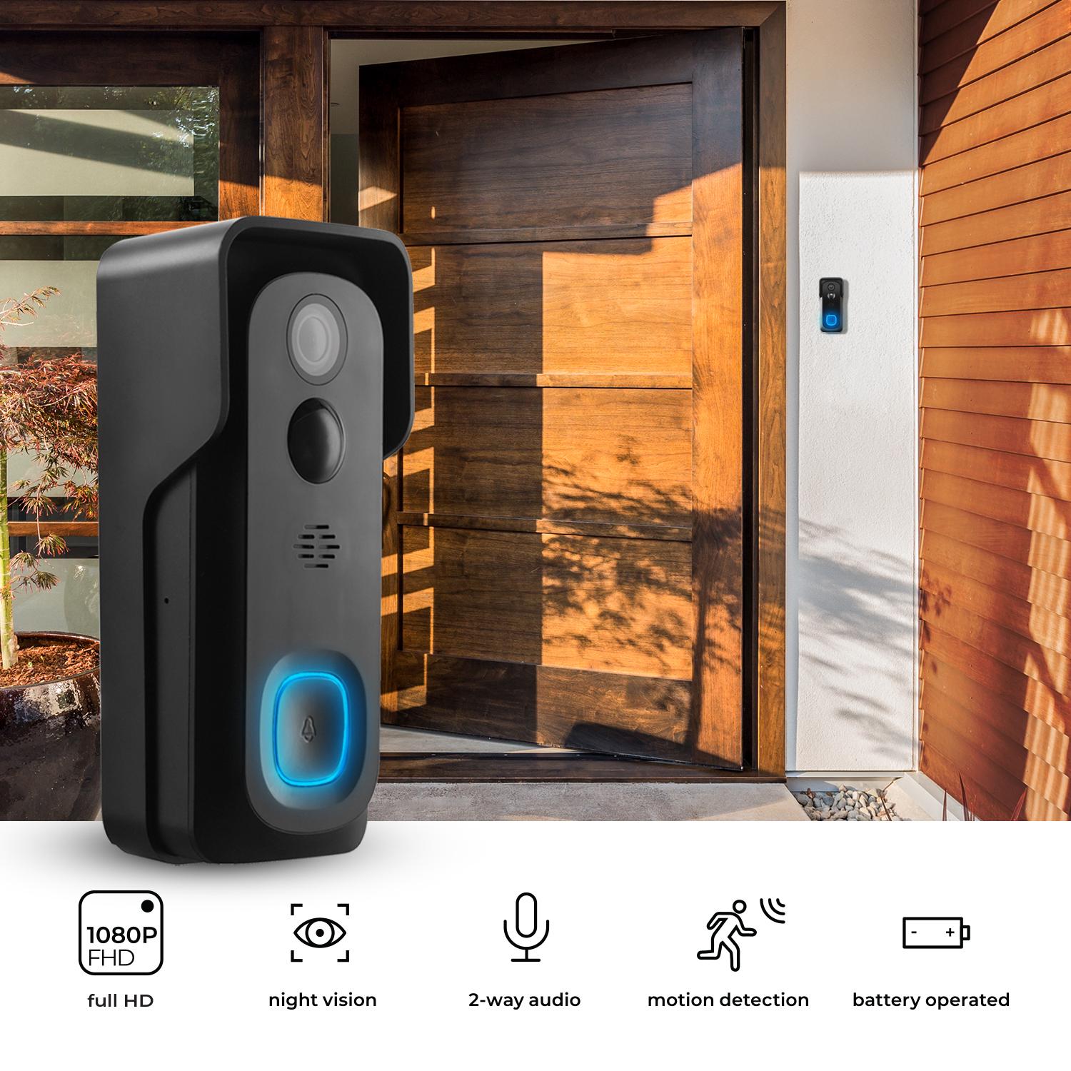 Globe Electric Wi-Fi Smart Home Black/Gray ABS/Polycarbonate Wireless Video Doorbell