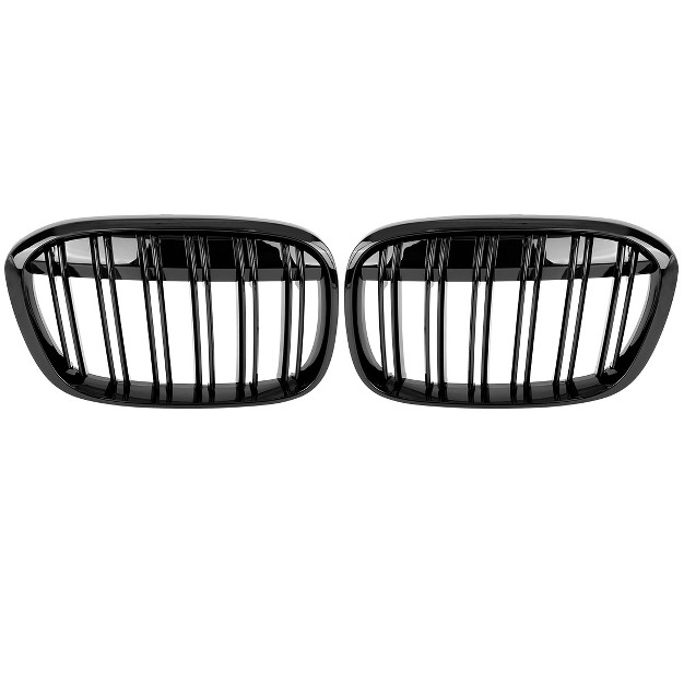 Unique Bargains Front Kidney Grille Grill For Bmw F48 F49 X1 Series 2016 4 Door Double Line Gloss Black 1 Pair