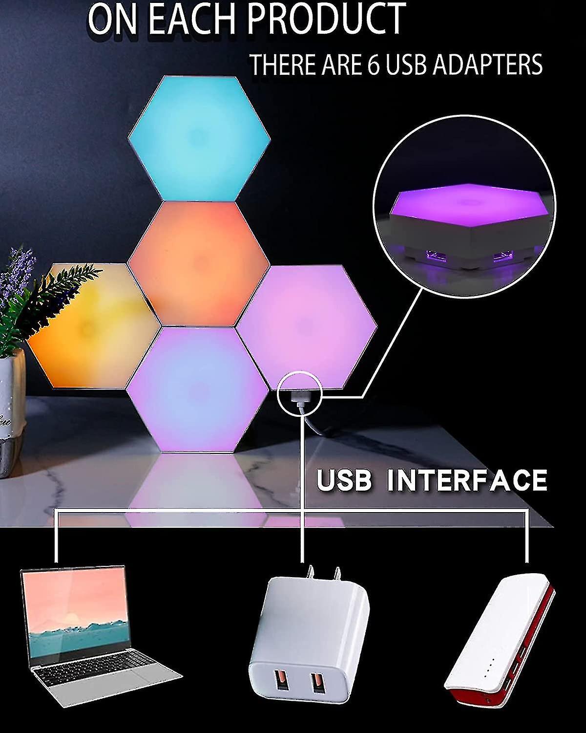 Hexagon Lights With Remote，smart Diy Hexagon Wall Lights， Dual Control Hexagonal Led Light Wall Panels With Usb-power A