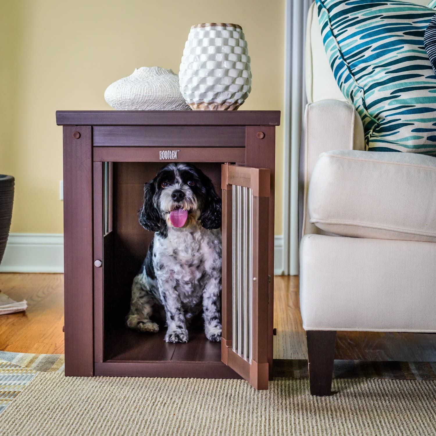 New Age Pet ecoFLEX Pet Crate End Table， Small， Russet