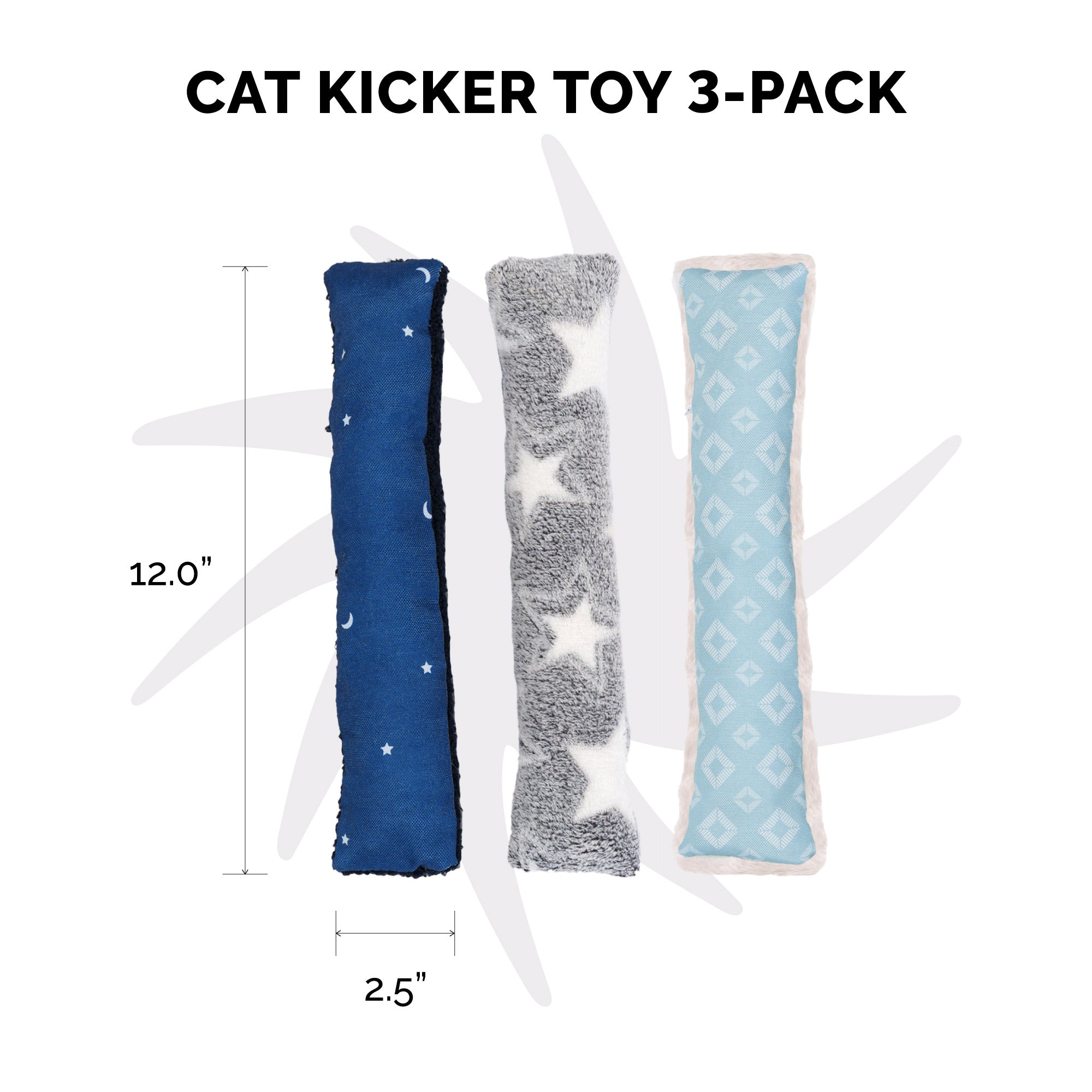 Furhaven (Set of 3) Catnip Plush Kicker Cat Toy Set， Refillable - Space Print