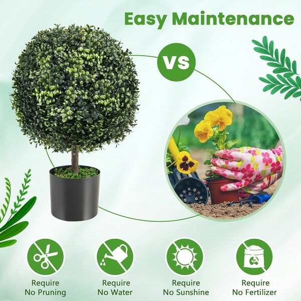 Costway 2PC 22'' Artificial Boxwood Topiary Ball Tree Office Garden