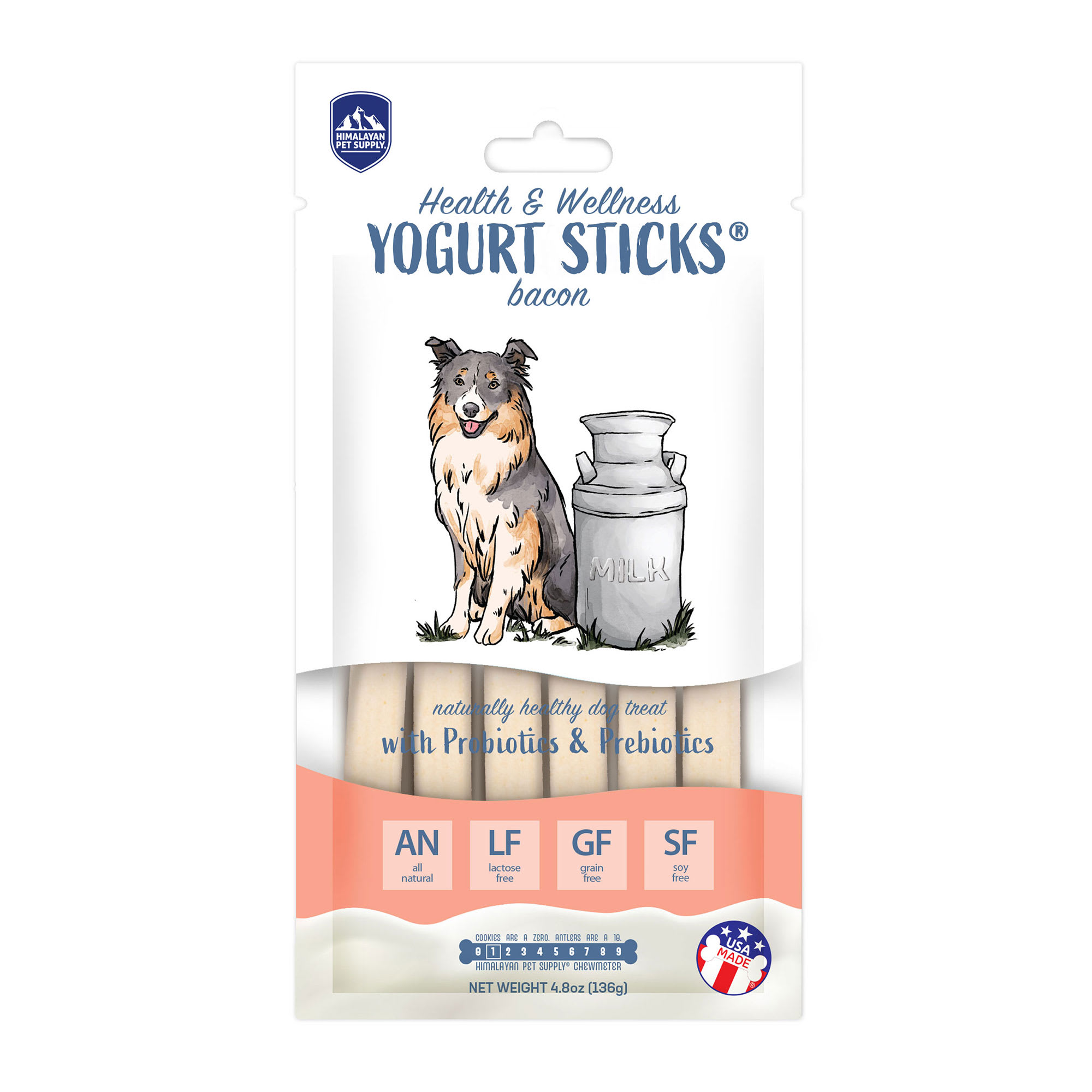 Himalayan Dog Chew Yogurt Sticks Bacon for Dogs， 4.8 oz.， Count of 6