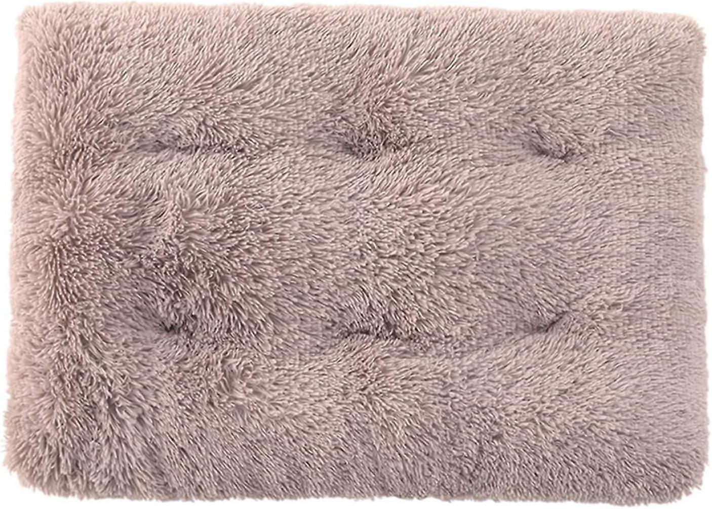 Plush Dog Cushion， Warm And Soft Pet Bed， Washable Faux Fur Cat Bed， For Winter， Light Brown， L(80x55cm)