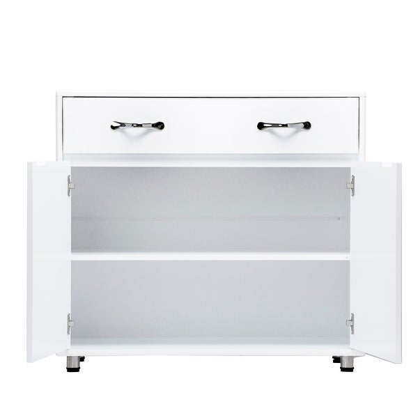 Aoolive Two door Side Table Living Room Storage Cabinet-White