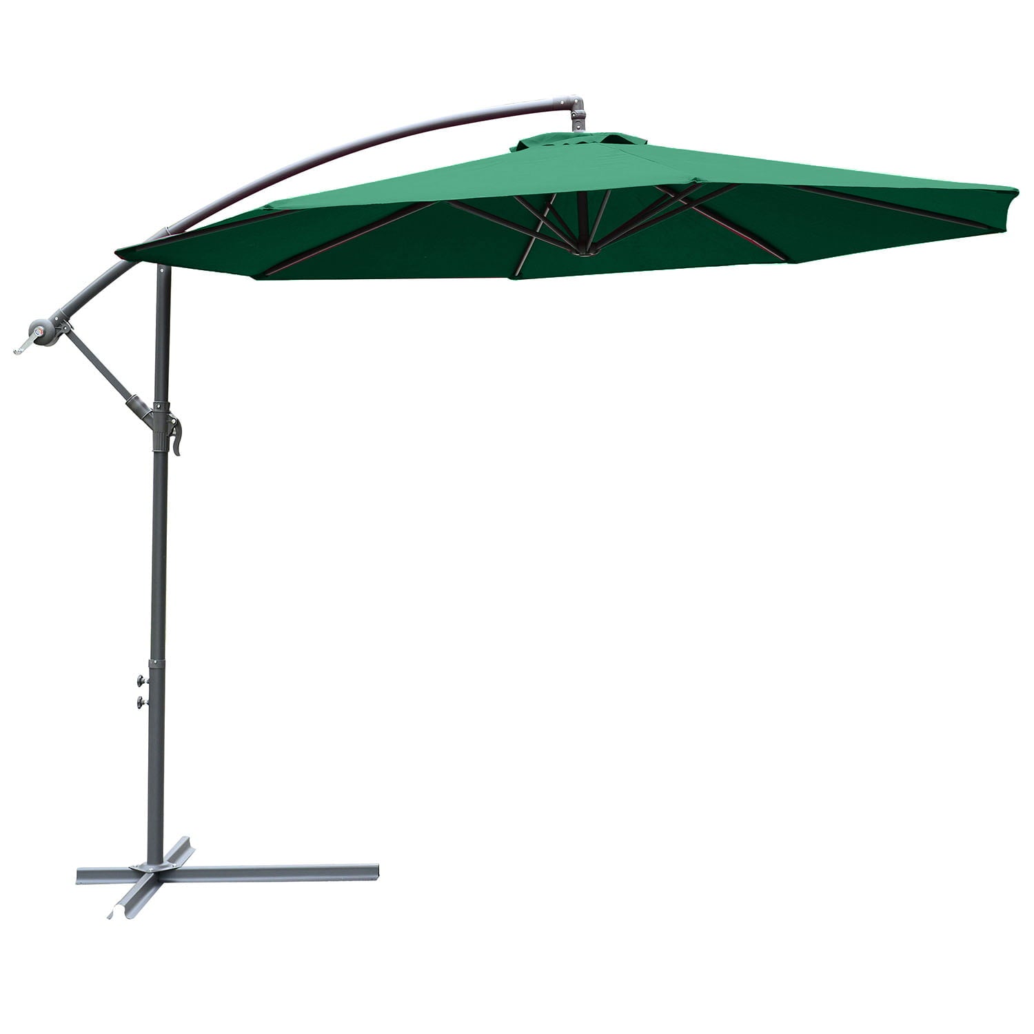 Outsunny 10' Cantilever Hanging Tilt Offset Patio Umbrella With Stand - Green