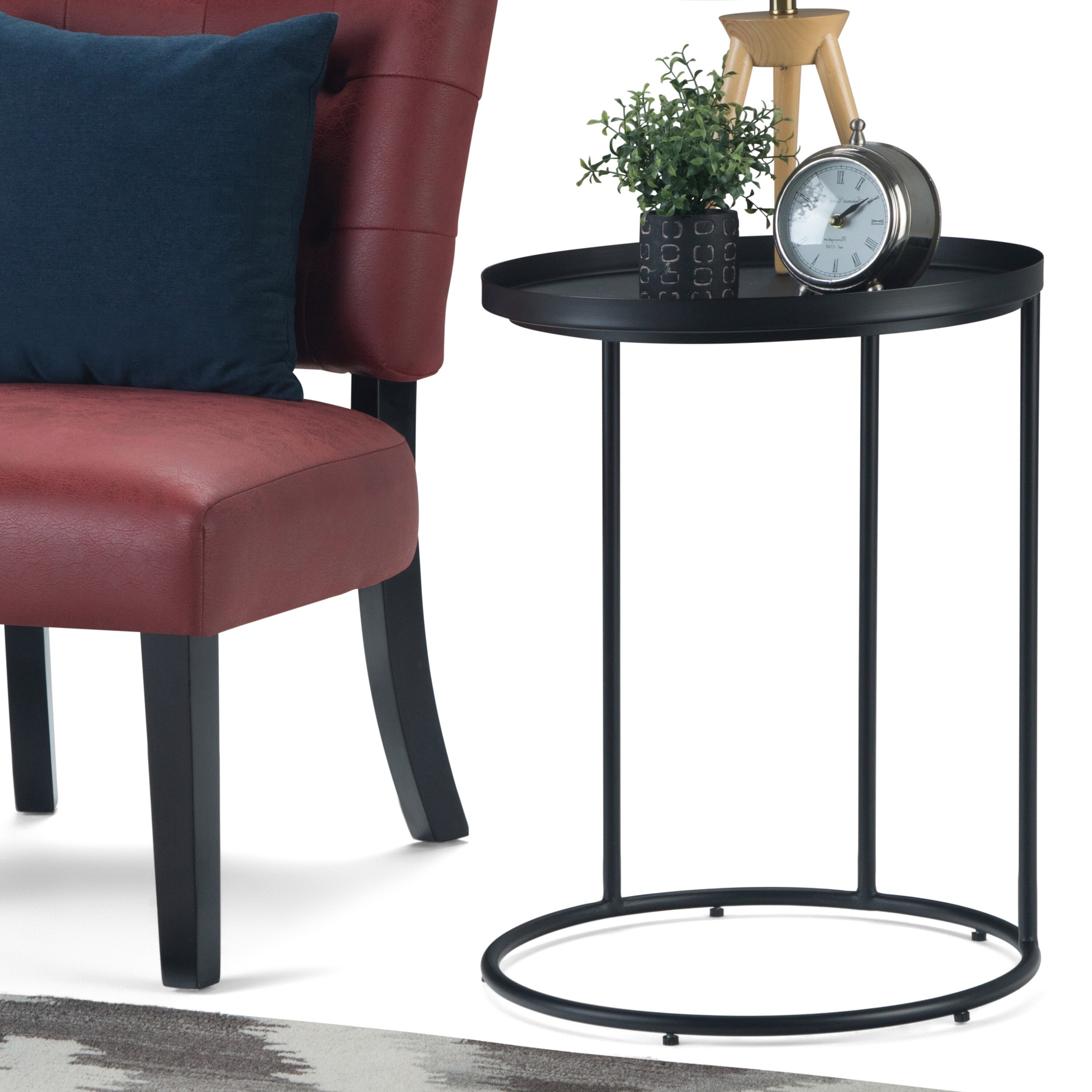 WYNDENHALL Lipton Industrial 18 inch Wide Metal Accent Side Table in Black， Fully Assembled - 18