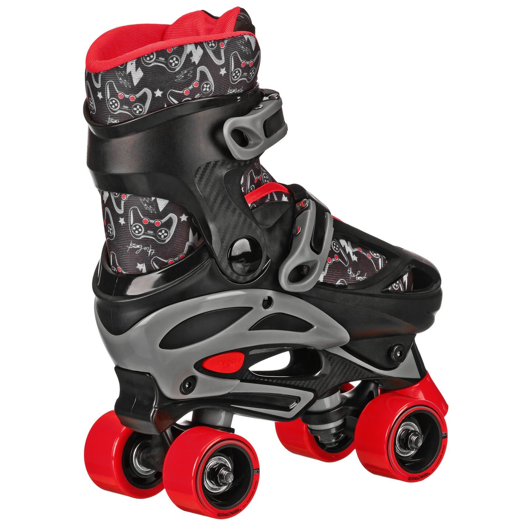 Roller Derby Sprinter Boy's 2n1 Adjustable Quad and Inline Skate Combo Gamer, Size 12-2