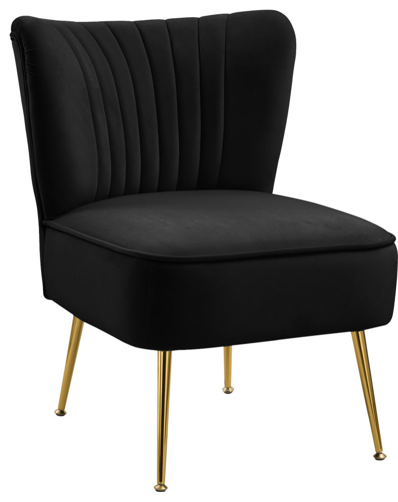 Tess Channel Tufted Velvet Accent Chair   Midcentury   Armchairs And Accent Chairs   by Meridian Furniture  Houzz