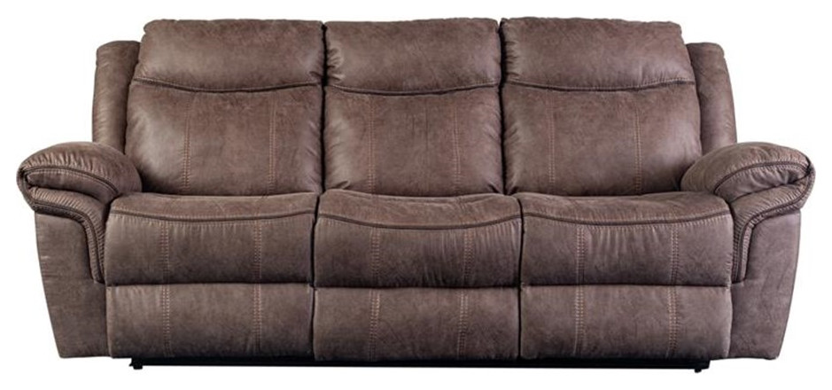 Porter Designs Carrizo Reclining Sofa   Brown   Transitional   Sofas   by Homesquare  Houzz