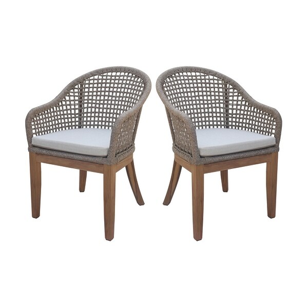 Set of Two Outdoor Teak Patio Dining Chair with Cushions