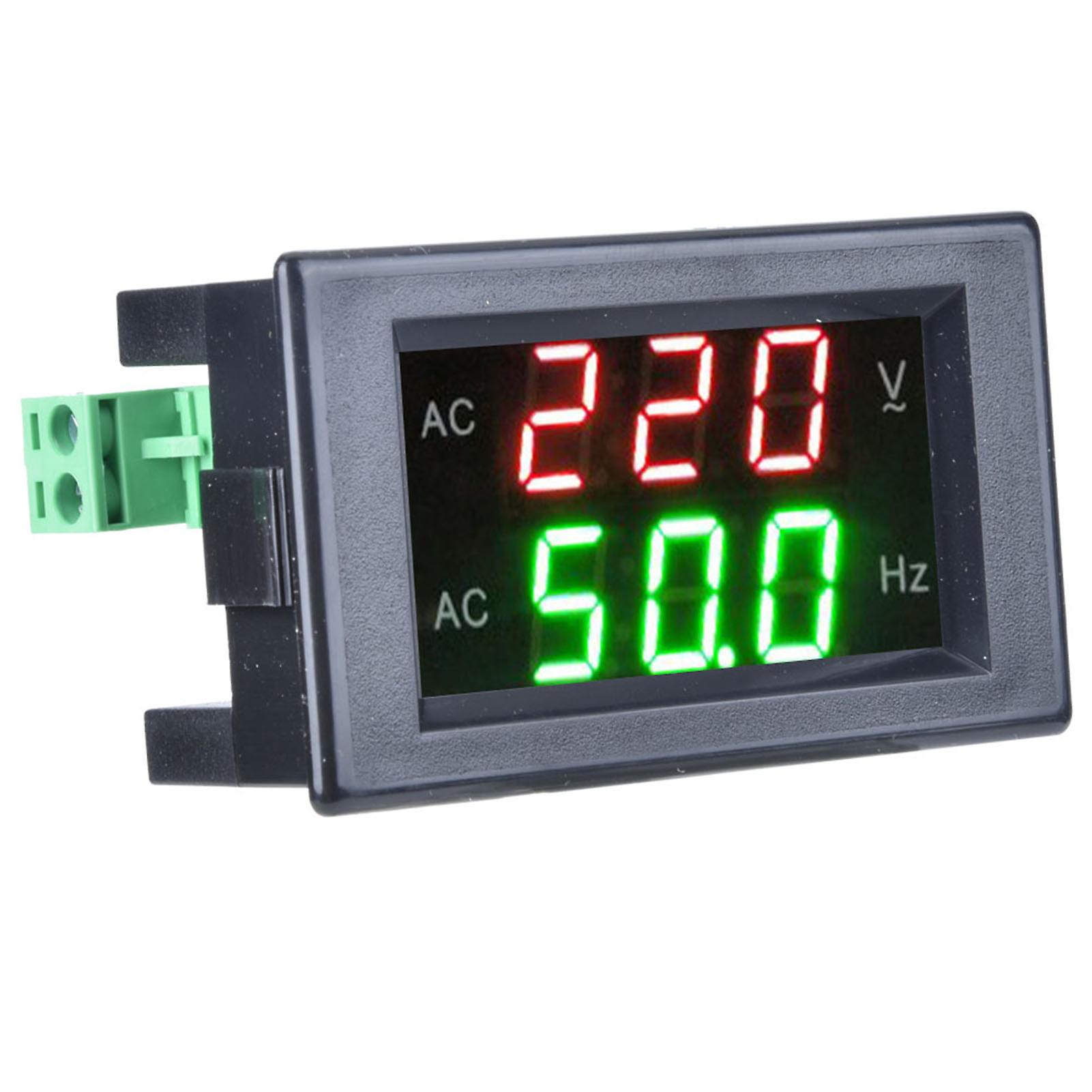 Generator Dual Display Led Digital Ac Voltmeter Frequency Meter Testing Tool(black)