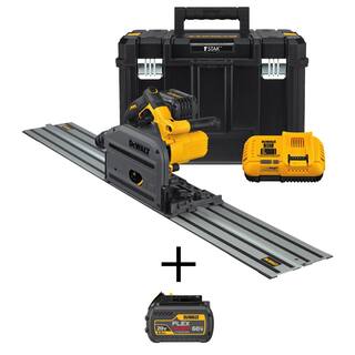 DW FLEXVOLT 60V MAX Cordless Brushless 6-12 in. Track Saw Kit 59 in. Track and (2) FLEXVOLT 6.0Ah Batteries DCS520ST1W606