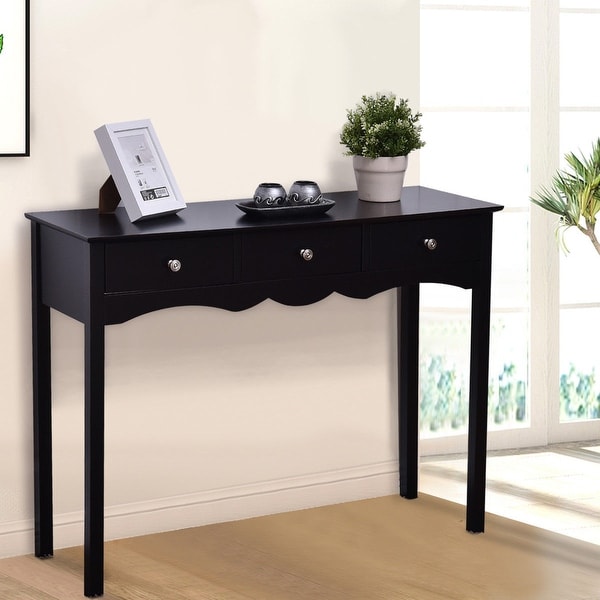 Hall table Side Table with 3 Drawers-Black - 39.4