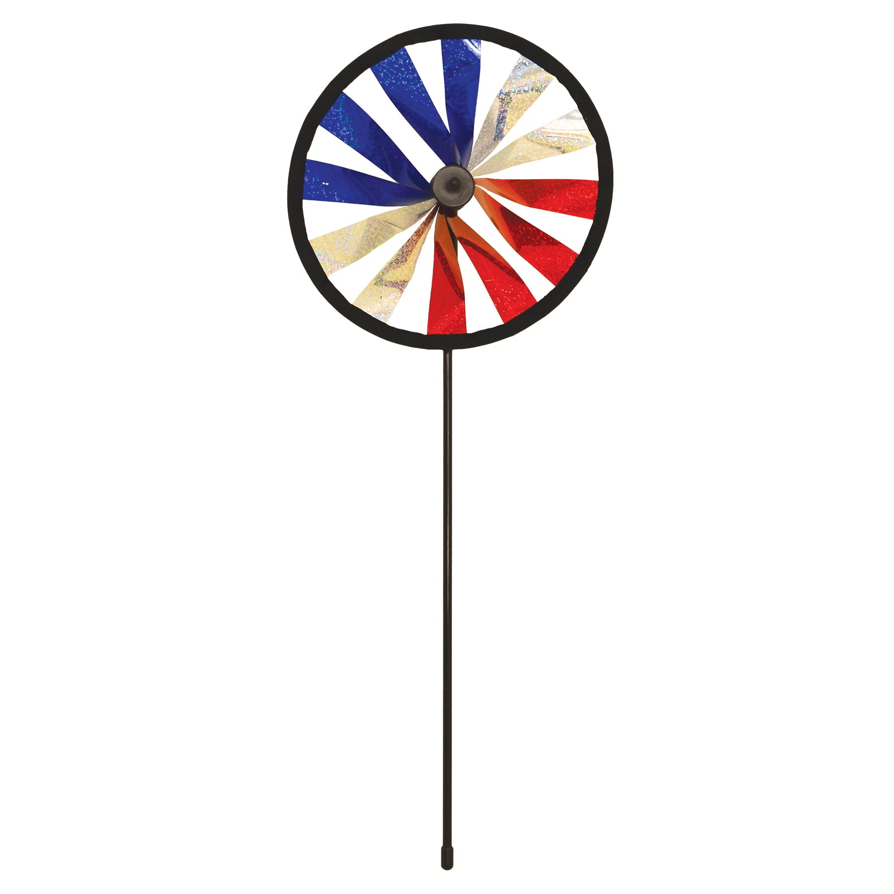 In the Breeze 2891 — 8-inch Patriotic Sparkle Garden Spinner — Red， White and Blue Outdoor Wind Wheel Spinner