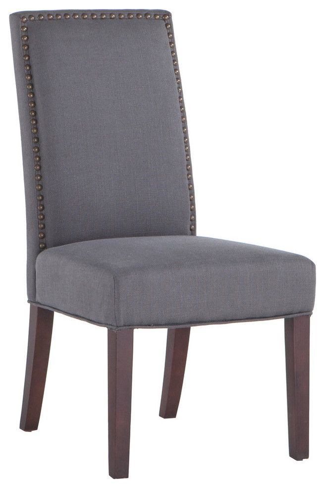 Jona Dark Gray Linen Dining Chairs  Set of 2   Transitional   Dining Chairs   by World Interiors  Houzz